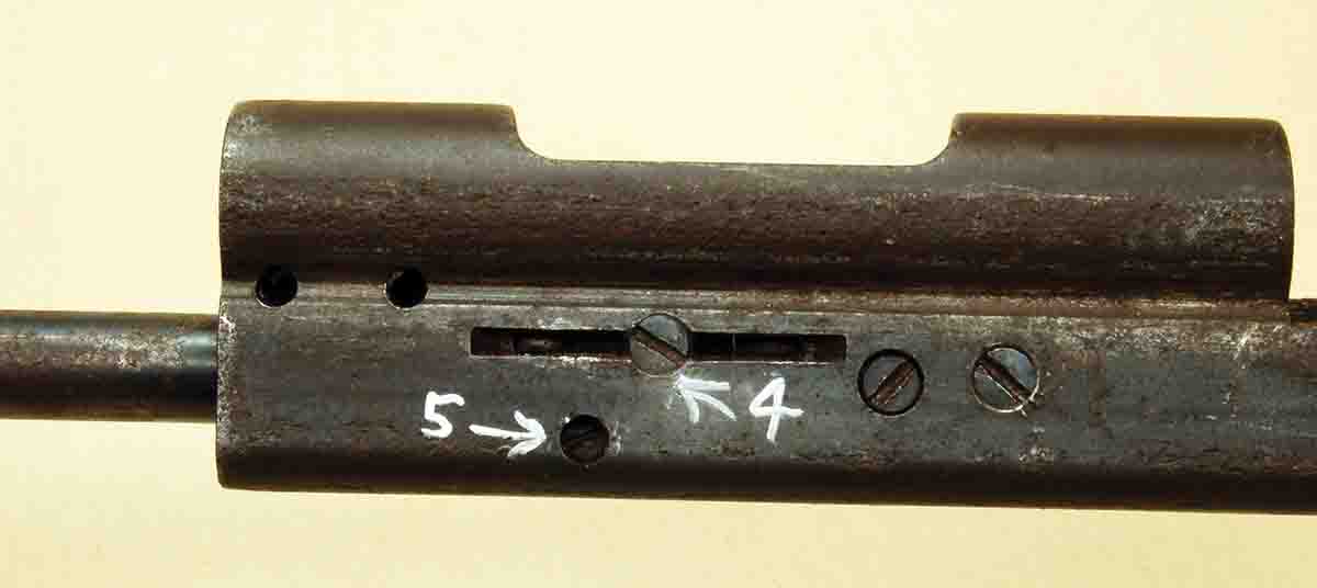 Screws “4” and “5” are set in very tightly, so they should not be removed simply to clean the inside of the receiver.
